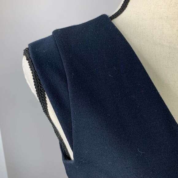 Banana Republic Sleeveless Sheath Dress Women O Navy Faux Leather Front Detail - Picture 9 of 12